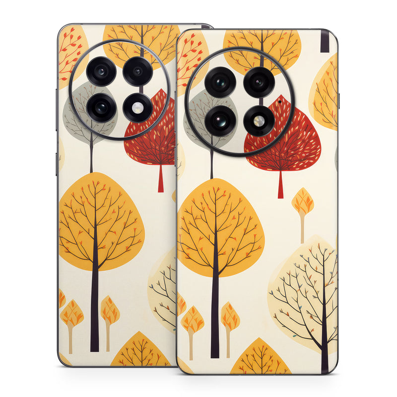 OnePlus 13 Series Skin design of Plant, Leaf, Botany, Nature, Organism, Yellow, Tree, Woody plant, Terrestrial plant, Adaptation, with yellow, orange, red, black, brown colors