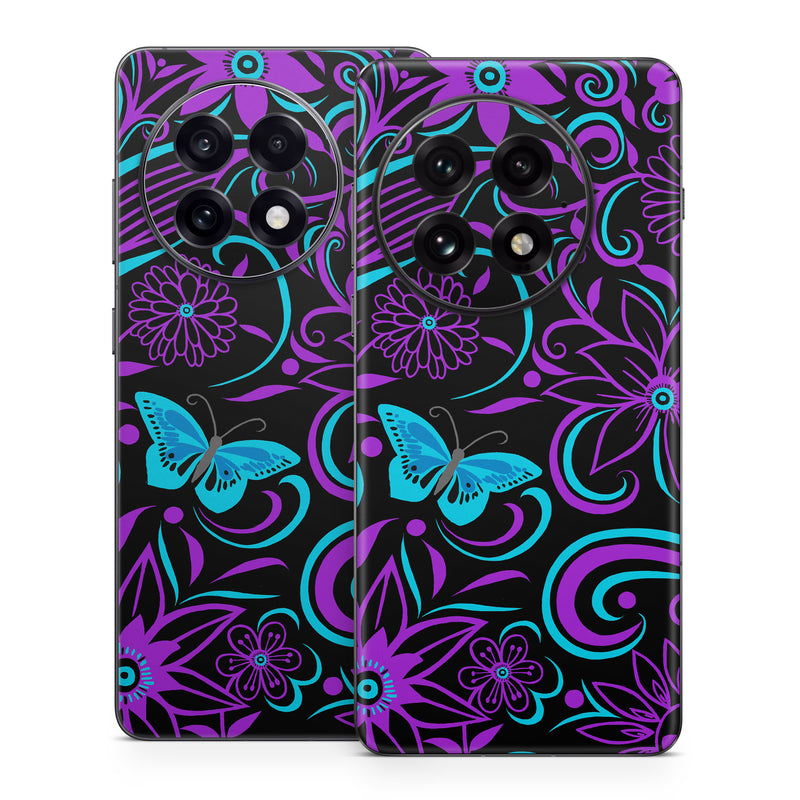 OnePlus 13 Series Skin design of Pattern, Purple, Violet, Turquoise, Teal, Design, Floral design, Visual arts, Magenta, Motif, with black, purple, blue colors