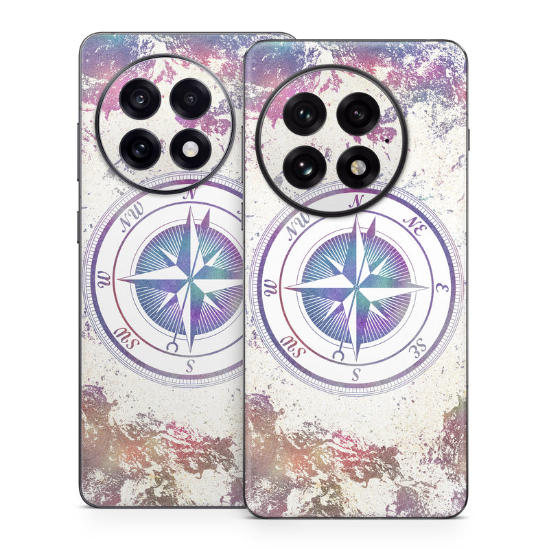 OnePlus 13 Series Skin design of Clock, Circle, Compass, Graphics, Pattern, Illustration, Interior design, with gray, white, yellow, pink, purple, blue colors