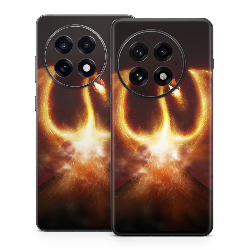 OnePlus 13 Series Skin design of Light, Atmosphere, Orange, Space, Heat, Sky, Darkness, Art, Geological phenomenon, Universe, with black, red, green, pink colors
