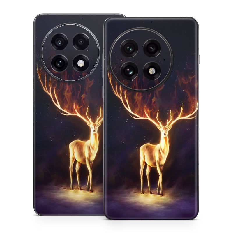 OnePlus 13 Series Skin design of Plant, Tree, Organism, Entertainment, Fawn, Art, Heat, Performing arts, Landscape, Sky, with black, yellow, red, orange, purple colors