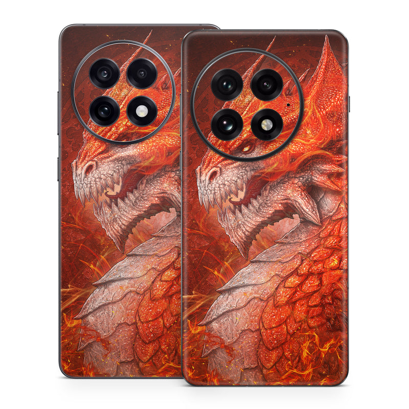 OnePlus 13 Series Skin design of Fictional character, Cg artwork, Illustration, Art, Demon, Geological phenomenon, Mythical creature, Dragon, Cryptid, with red, orange, yellow colors