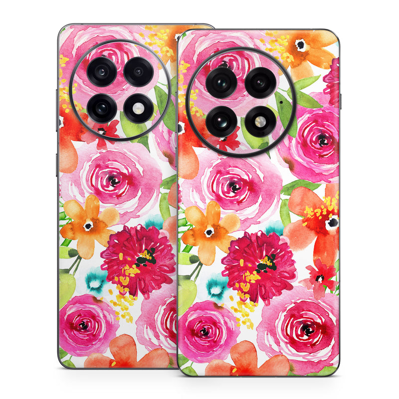 OnePlus 13 Series Skin design of Flower, Cut flowers, Floral design, Plant, Pink, Bouquet, Petal, Flower Arranging, Artificial flower, Clip art, with pink, red, green, orange, yellow, blue, white colors