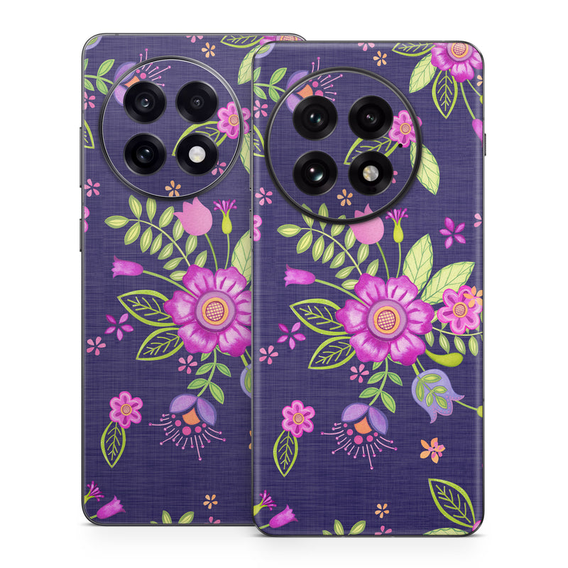 OnePlus 13 Series Skin design of Pink, Pattern, Magenta, Purple, Violet, Floral design, Lilac, Textile, Visual arts, Pedicel, with black, gray, purple, green, blue colors
