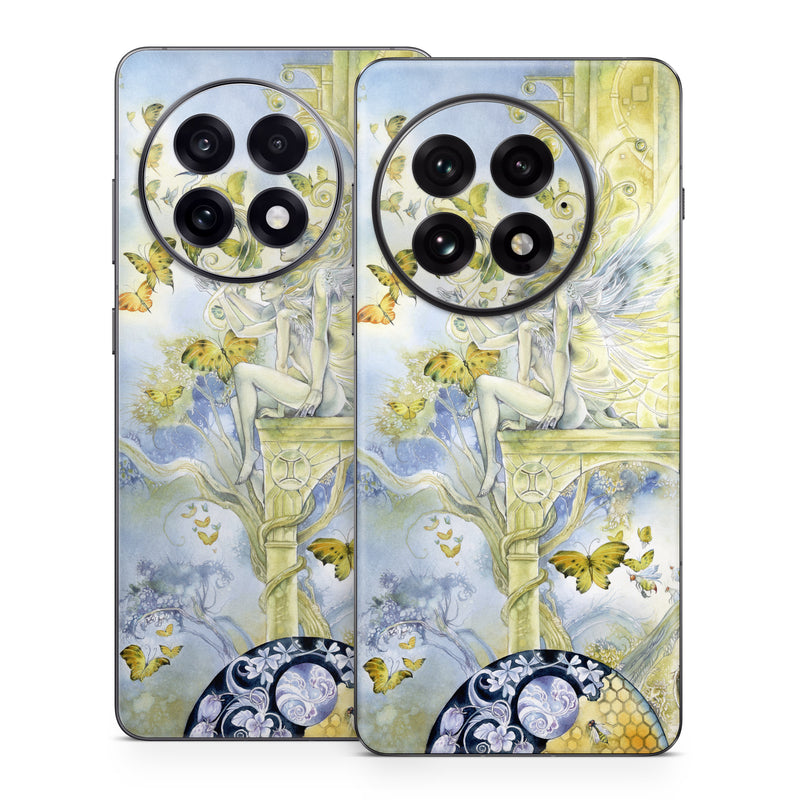 OnePlus 13 Series Skin design of Illustration, Watercolor paint, Art, Painting, Plant, with gray, green, yellow, purple, black colors