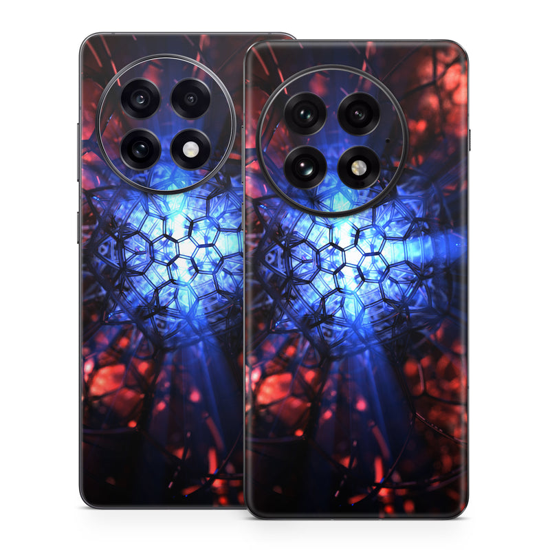 OnePlus 13 Series Skin design of Blue, Fractal art, Red, Light, Pattern, Lighting, Art, Kaleidoscope, Design, Psychedelic art, with black, blue, red colors