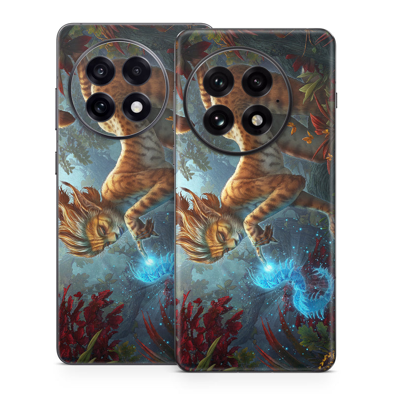 OnePlus 13 Series Skin design of Fictional character, Mythology, Illustration, Cg artwork, Sky, Organism, Dragon, Felidae, Mythical creature, Art, with yellow, red, black, green, blue colors