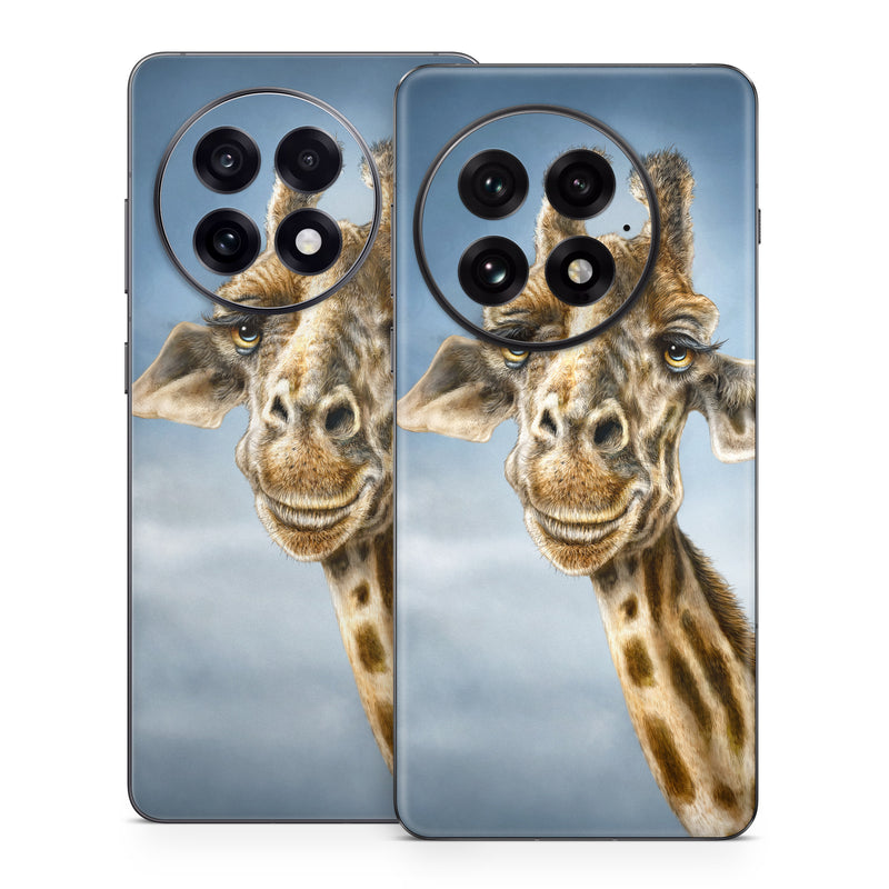OnePlus 13 Series Skin design of Giraffe, Giraffidae, Terrestrial animal, Wildlife, Head, Snout, Organism, Adaptation, Close-up, Neck, with gray, black, blue, green colors