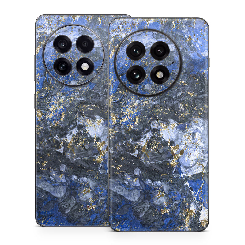 OnePlus 13 Series Skin design of Blue, Water, Cobalt blue, Rock, Painting, Geology, Electric blue, Mineral, Pattern, Acrylic paint, with black, blue, yellow, white, gray colors