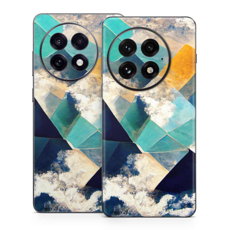OnePlus 13 Series Skin design of Daytime, World, Nature, Blue, Azure, Green, Triangle, Rectangle, Architecture, Art, with blue, yellow, white, green colors