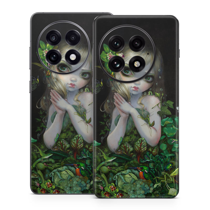 OnePlus 13 Series Skin design of Green, Doll, Fictional character, Lip, Plant, Supervillain, Flower, Illustration, Ivy, Fawn, with black, white, green, red colors