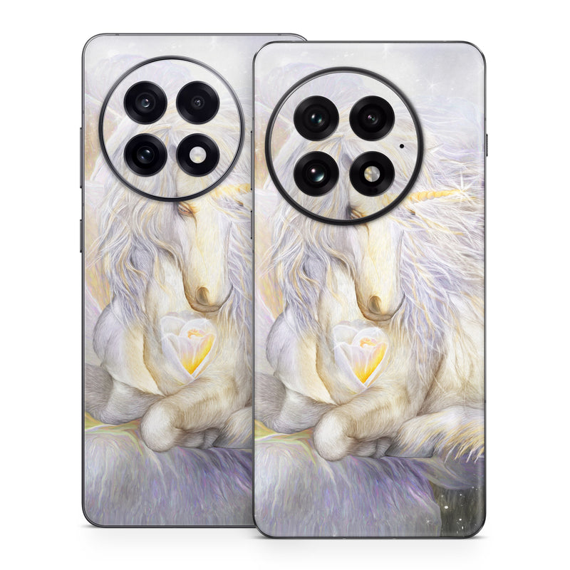 OnePlus 13 Series Skin design of Fictional character, Mythical creature, Unicorn, Sky, Mythology, Supernatural creature, Illustration, with gray, black, green, pink, blue colors