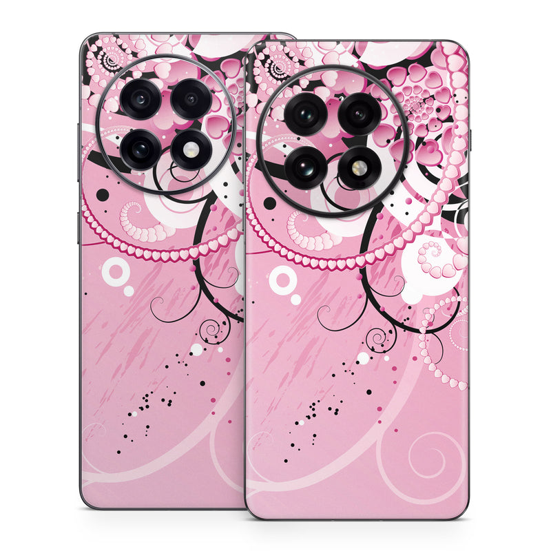 OnePlus 13 Series Skin design of Pink, Floral design, Graphic design, Text, Design, Flower Arranging, Pattern, Illustration, Flower, Floristry, with pink, gray, black, white, purple, red colors