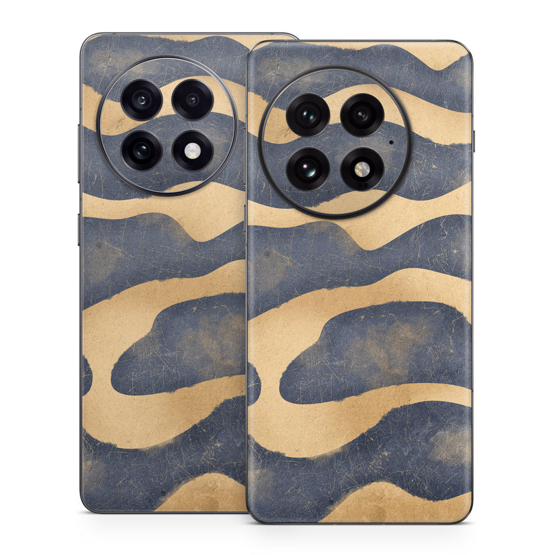 OnePlus 13 Series Skin design of Art, Painting, Pattern, Font, Landscape, Dune, Illustration, Aeolian landform, Sand, Visual arts, with blue, brown colors