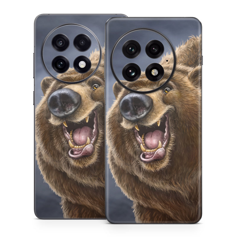 OnePlus 13 Series Skin design of Brown bear, Kodiak bear, Carnivore, Grizzly bear, Terrestrial animal, Snout, Bear, Whiskers, Fur, Fang, with brown, black, white, pink, gray colors