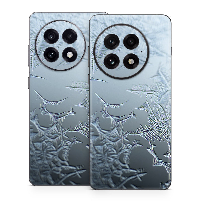 OnePlus 13 Series Skin design of Water, Frost, Freezing, Winter, Pattern, Ice, Sky, Atmosphere, Design, Reflection, with blue, gray, white, black colors