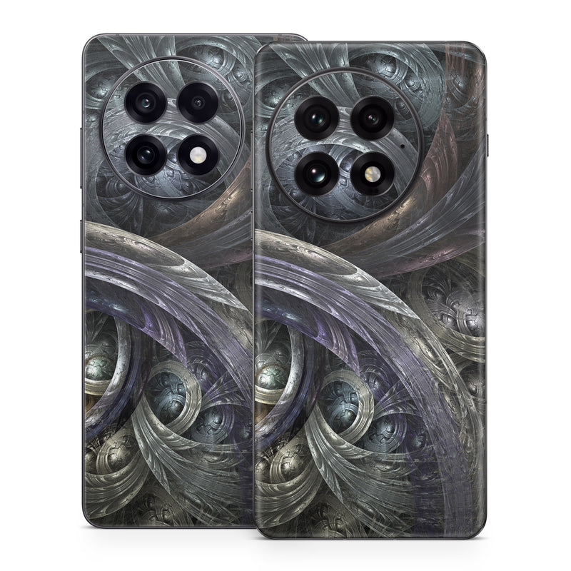 OnePlus 13 Series Skin design of Fractal art, Graphic design, Art, Cg artwork, Darkness, Circle, Pattern, Illustration, Graphics, Metal, with black, gray, blue colors