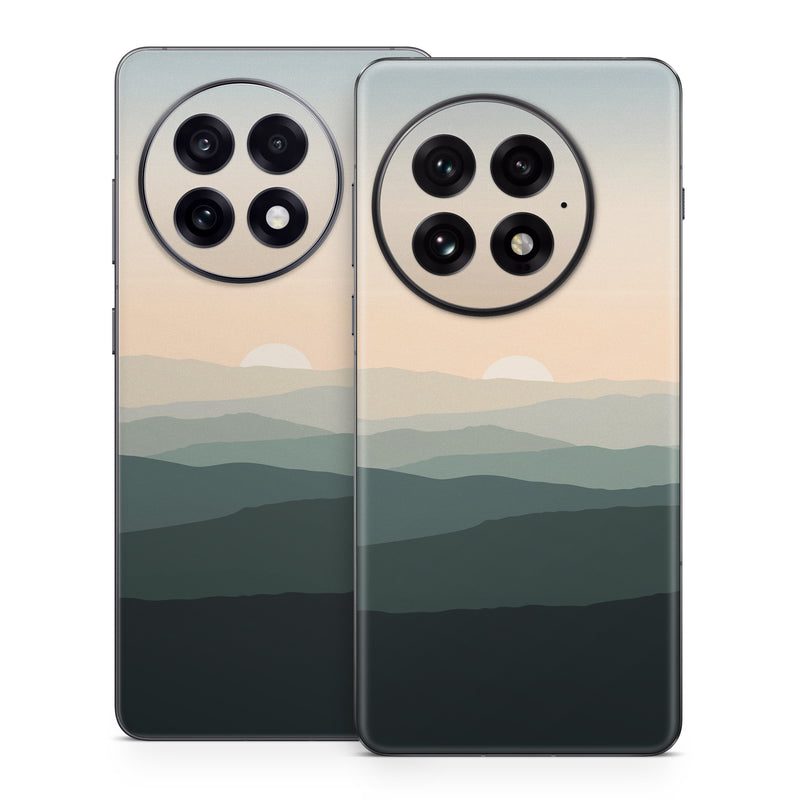 OnePlus 13 Series Skin design of Sky, Mountain, Afterglow, Cloud, Highland, Dusk, Sunrise, Landscape, Sunset, Cumulus, with black, gray, white, orange, yellow colors