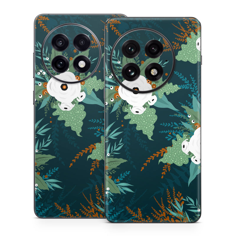 OnePlus 13 Series Skin design of Pattern, Branch, Tree, Illustration, Design, Plant, Textile, Art, Visual arts, Space, with green, white, red, blue colors