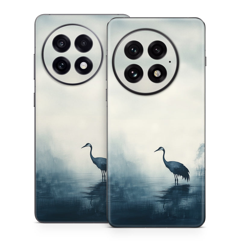 OnePlus 13 Series Skin design of Bird, Water, Beak, Feather, Natural landscape, Pelecaniformes, Sky, Wing, Water bird, Heron, with black, blue, white, gray colors