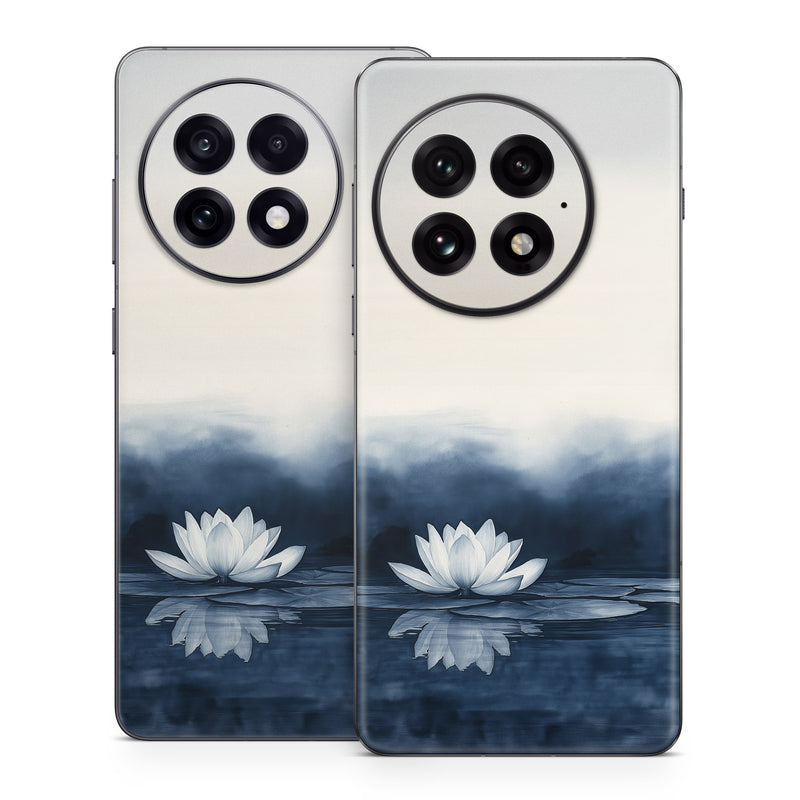 OnePlus 13 Series Skin design of Water, Flower, Plant, Liquid, Lotus, Sky, Nature, Petal, Fluid, Sacred lotus, with black, blue, white, gray colors