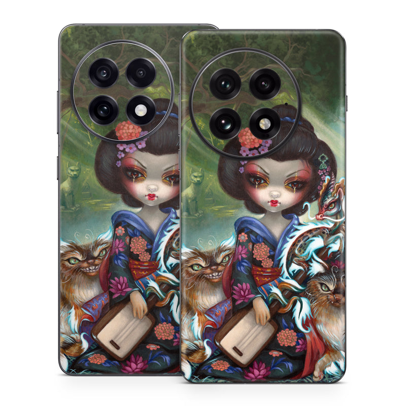 OnePlus 13 Series Skin design of Cat, Felidae, Whiskers, Illustration, Art, Small to medium-sized cats, Doll, Kitten, Norwegian forest cat, Fawn, with black, white, red, brown, blue, green, pink, purple colors