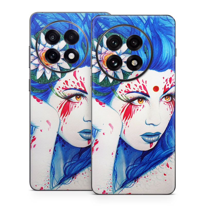 OnePlus 13 Series Skin design of Hairstyle, Paint, Art paint, Blue, Painting, Eyelash, Art, Artist, Electric blue, Illustration, with white, blue, red, yellow, green, orange colors