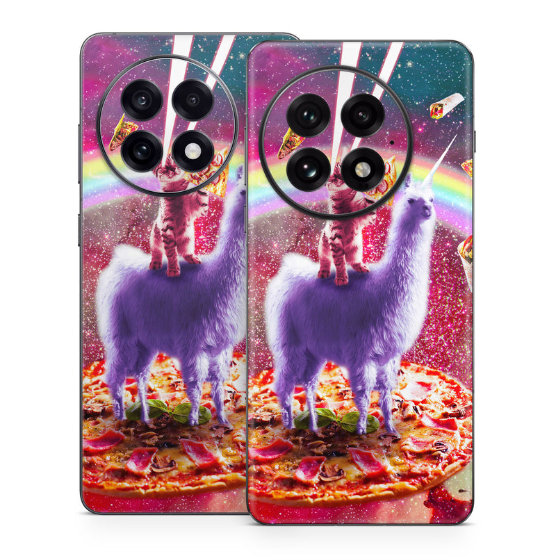 OnePlus 13 Series Skin design of Llama, Unicorn, Fictional character, Illustration, Graphic design, Livestock, Camelid, Mythical creature, Graphics, Art, with red, white, yellow, gray, purple, blue, green colors