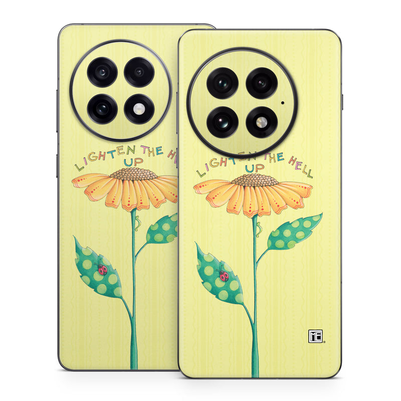 OnePlus 13 Series Skin design of Flower, Plant, Botany, Flowering plant, Illustration, Wildflower, Daisy family, Coneflower, Pedicel, with yellow, green, red, black, orange, blue colors