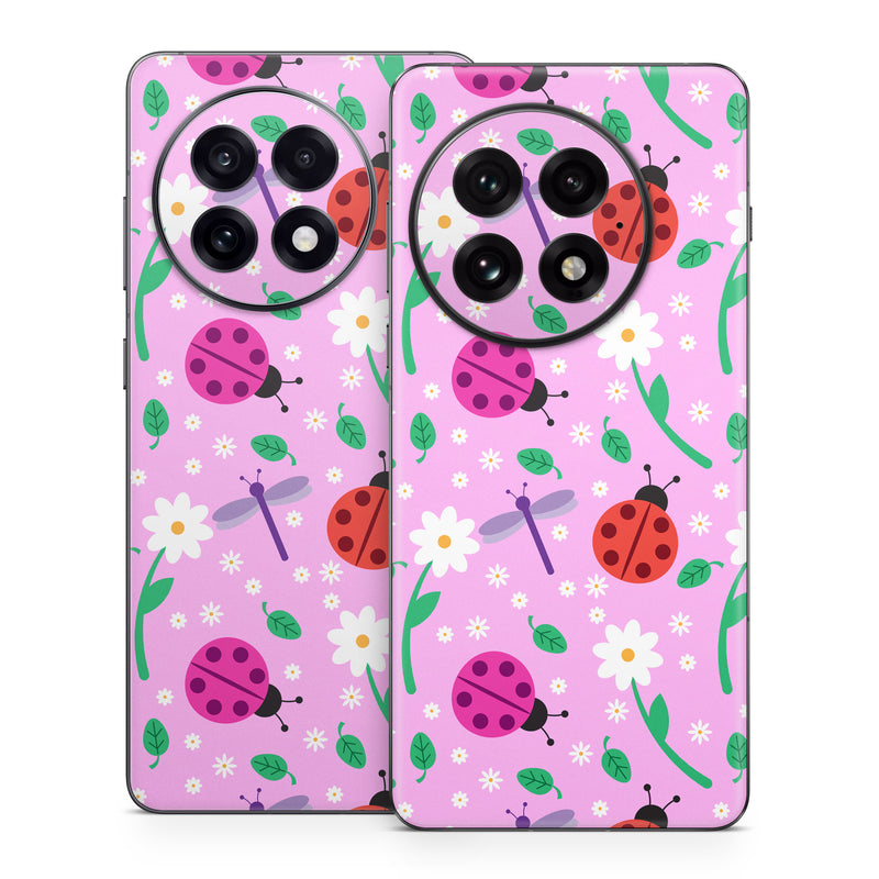 OnePlus 13 Series Skin design of Pink, Pattern, Design, Magenta, Clip art, Plant, Visual arts, Ladybug, Child art, Illustration, with pink, white, purple, gray, red, blue colors