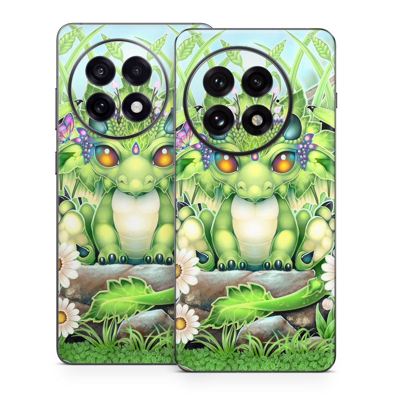 OnePlus 13 Series Skin design of Plant, Green, Leaf, Natural environment, Flower, Terrestrial plant, Grass, Creative arts, People in nature, Art, with green, white, yellow, brown, blue colors