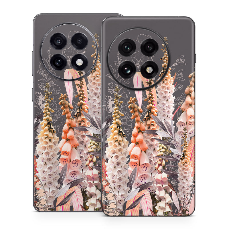 OnePlus 13 Series Skin design of Flower, Plant, Foxtail lily, Botany, Plant stem, Illustration, Broomrape, with brown, pink, white, yellow, orange colors