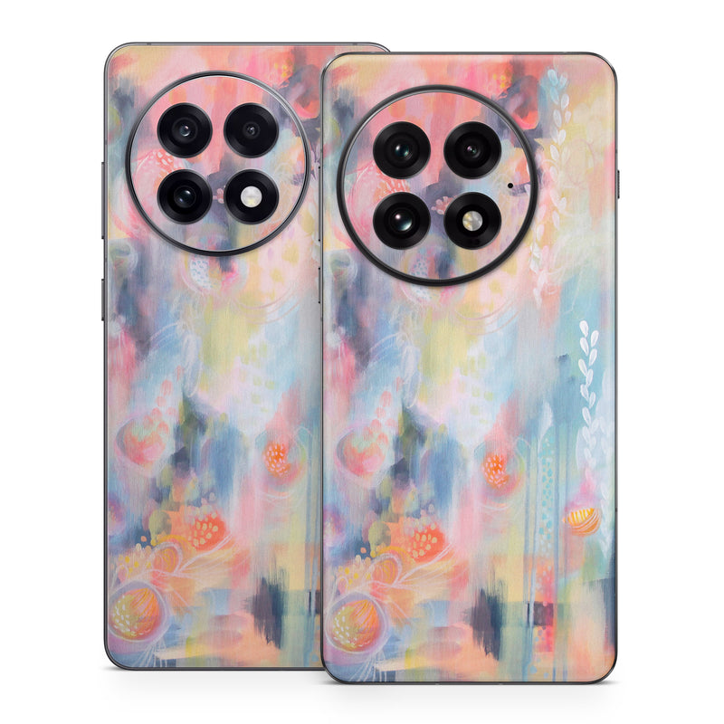 OnePlus 13 Series Skin design of Painting, Watercolor paint, Modern art, Acrylic paint, Art, Visual arts, Paint, Artwork, Dye, with blue, pink, orange, yellow, red, white colors