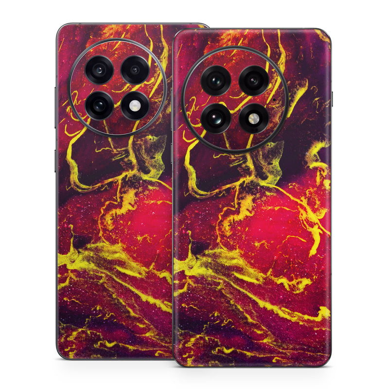 OnePlus 13 Series Skin design of Red, Purple, Geological phenomenon, Pattern, Fractal art, Art, Fictional character, Graphics, with red, yellow, black colors