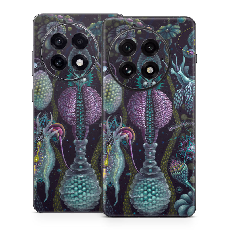 OnePlus 13 Series Skin design of Organism, Pattern, Art, Illustration, Fractal art, Psychedelic art, Design, Visual arts, Plant, Modern art, with black, green, purple, pink, yellow, blue colors