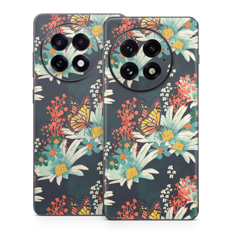 OnePlus 13 Series Skin design of Floral design, Pattern, Flower, Floristry, Textile, Botany, Plant, Visual arts, Design, Flower Arranging, with black, gray, green, red, blue, pink colors