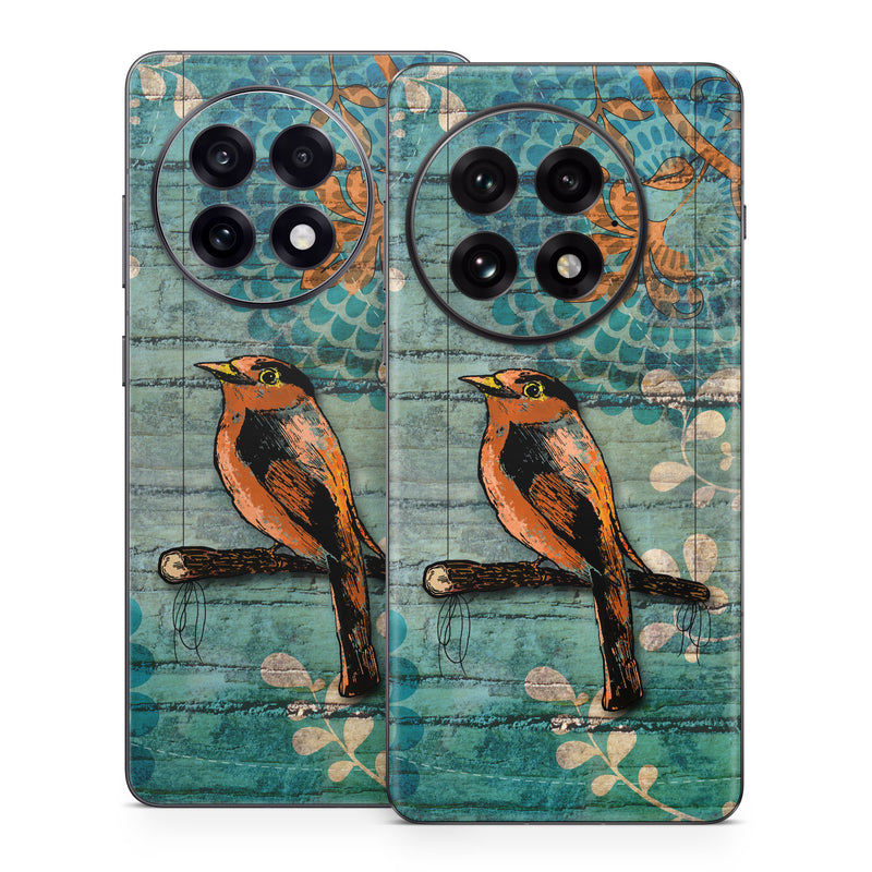 OnePlus 13 Series Skin design of Bird, Turquoise, Painting, Art, Coraciiformes, Branch, Beak, Wildlife, Perching bird, Illustration, with black, blue, gray, green, red colors