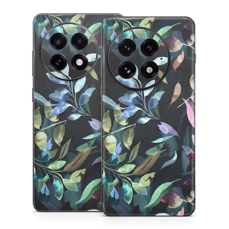 OnePlus 13 Series Skin design of Flower, Leaf, Plant, Botany, Organism, Line, Art, Petal, Groundcover, Terrestrial plant, with black, blue, green, purple, pink, red, white colors