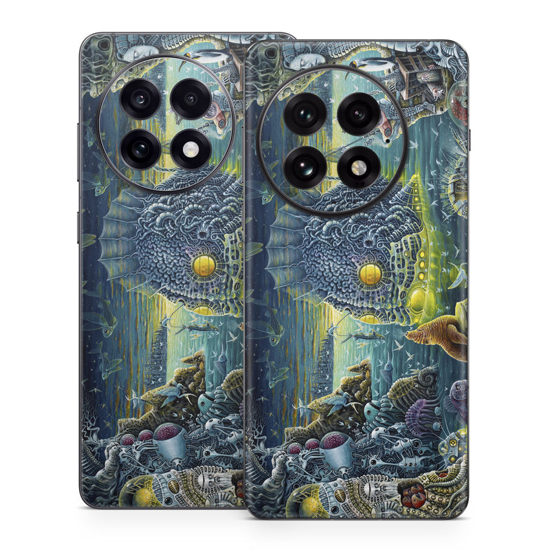 OnePlus 13 Series Skin design of Organism, Water, Illustration, Art, Painting, Cg artwork, Fiction, Fictional character, Marine biology, Mythology, with black, gray, blue, green colors