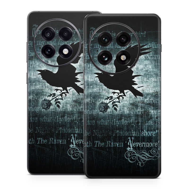OnePlus 13 Series Skin design of Bird, Text, Wing, Graphic design, Darkness, Font, Illustration, Graphics, with black, white, blue colors