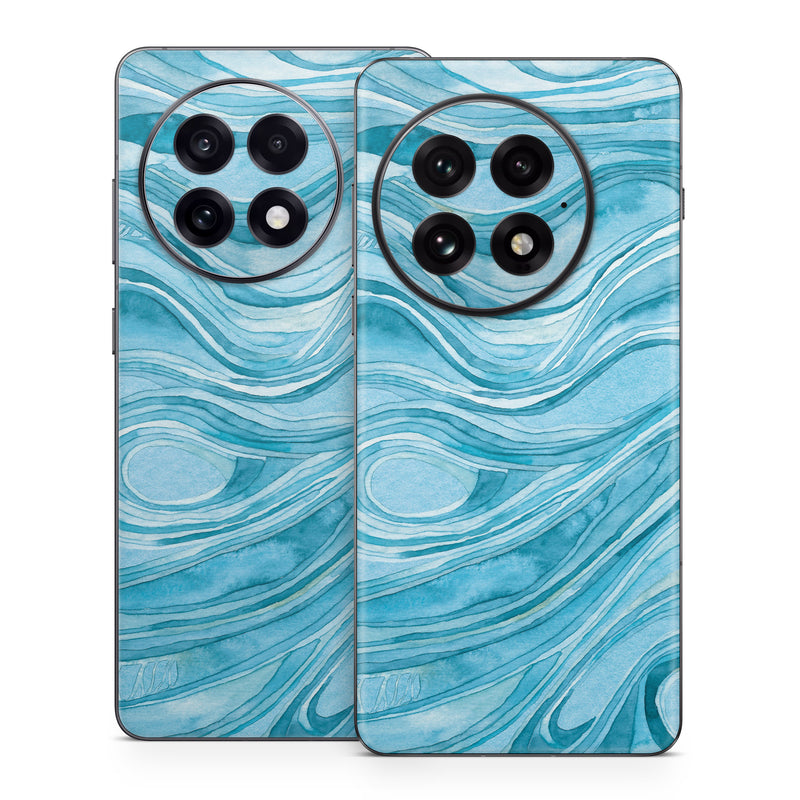 OnePlus 13 Series Skin design of Water, Liquid, Azure, Fluid, Rectangle, Aqua, Painting, Pattern, Electric blue, Art, with blue, white colors