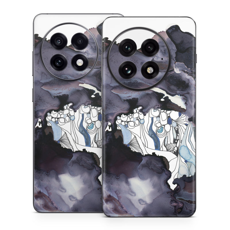 OnePlus 13 Series Skin design of Watercolor paint, Illustration, Art, World, Paint, Cg artwork, Drawing, Graphic design, Animation, Rock, with black, purple, white, blue colors