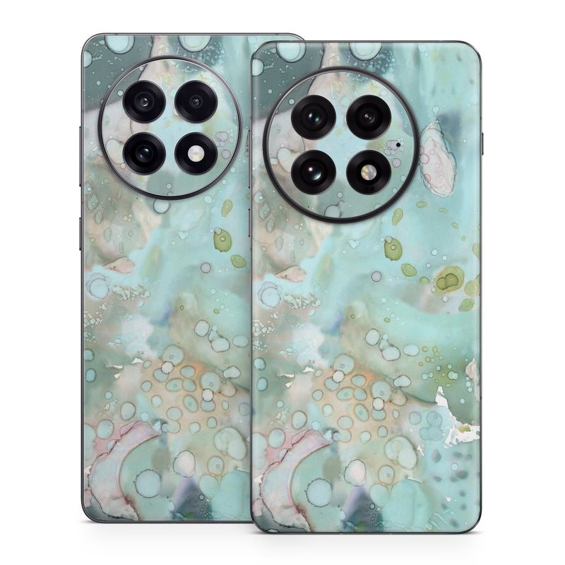 OnePlus 13 Series Skin design of Aqua, Blue, Green, Watercolor paint, Pattern, Turquoise, Organism, Design, Art, Painting, with blue, green, pink colors