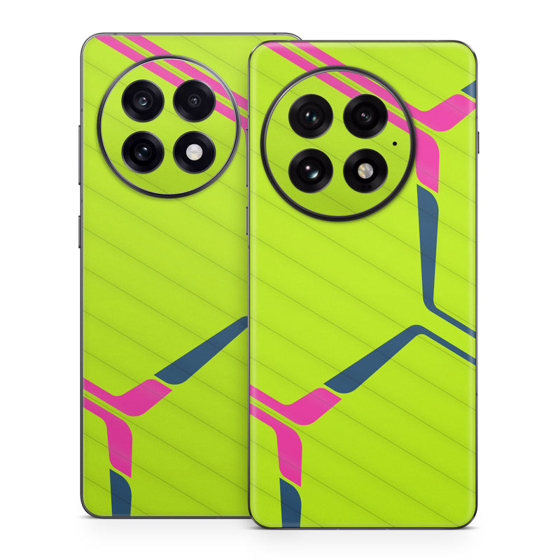 OnePlus 13 Series Skin design of Colorfulness, Triangle, Font, Parallel, Symmetry, Tints and shades, Pattern, Electric blue, Slope, Magenta, with green, pink, blue colors