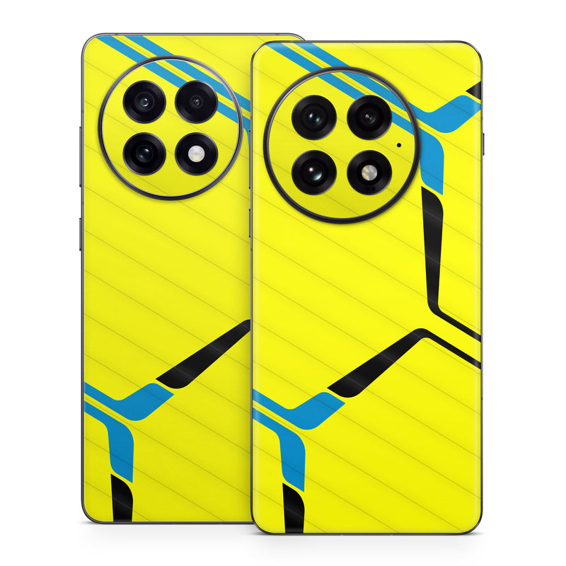 OnePlus 13 Series Skin design of Azure, Triangle, Font, Parallel, Symmetry, Pattern, Electric blue, Symbol, Rectangle, Design, with yellow, blue colors