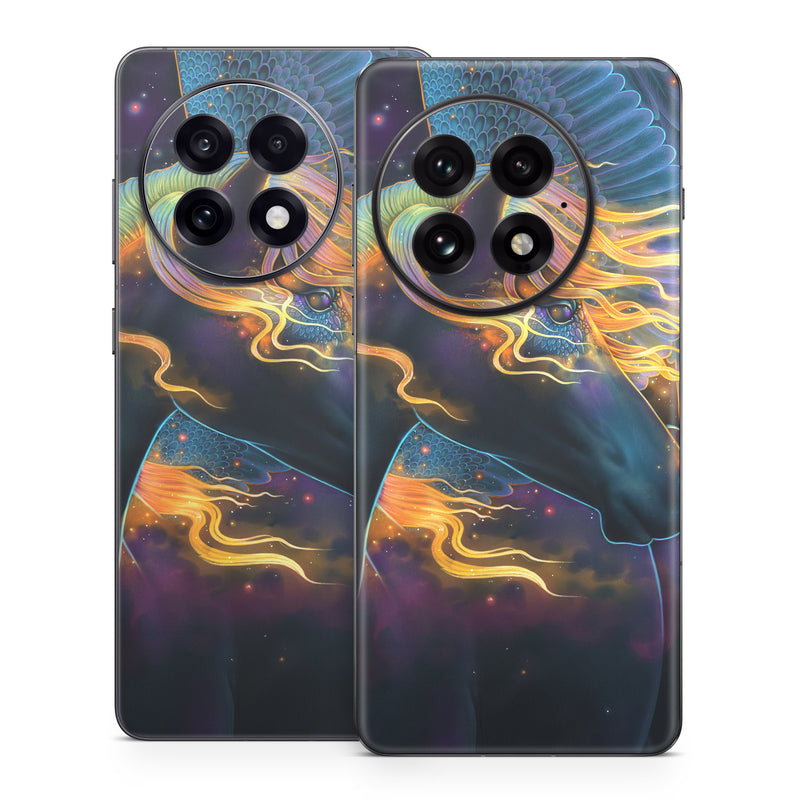 OnePlus 13 Series Skin design of Organism, Astronomical object, Art, Electric blue, Space, Darkness, Liquid, Science, Graphics, Visual arts, with black, blue, yellow, white, orange, purple, red colors