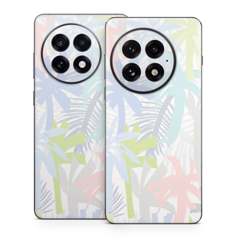 OnePlus 13 Series Skin design of Palm trees, with bllue, green, pink, yellow, white, gray colors