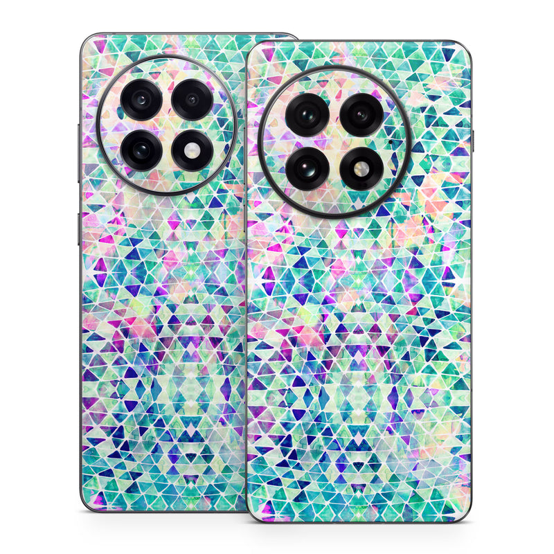 OnePlus 13 Series Skin design of Pattern, Aqua, Line, Teal, Purple, Turquoise, Design, with white, blue, purple, orange, green colors