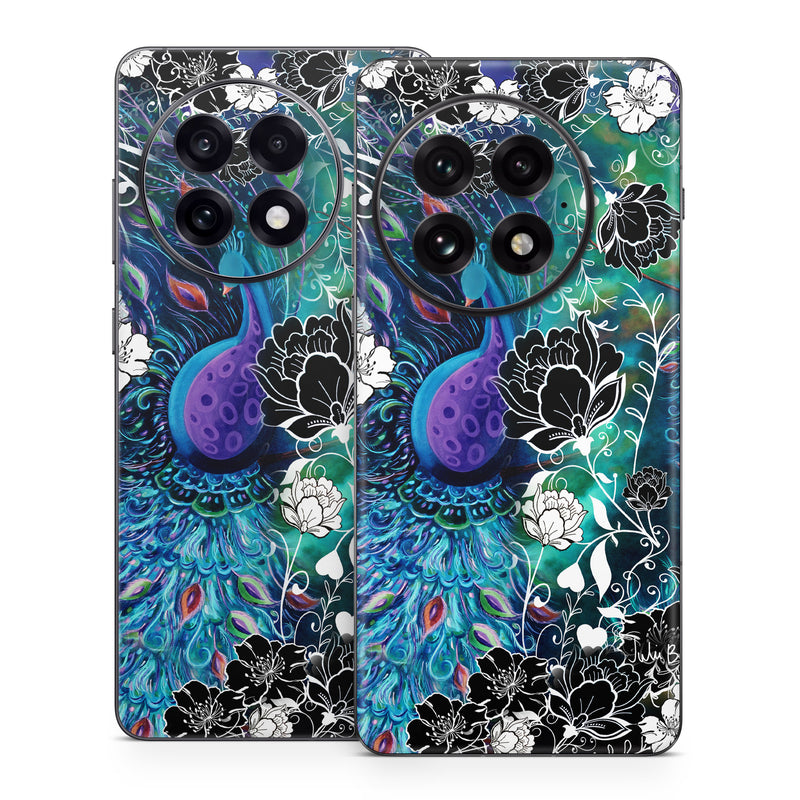 OnePlus 13 Series Skin design of Pattern, Psychedelic art, Organism, Turquoise, Purple, Graphic design, Art, Design, Illustration, Fractal art, with black, blue, gray, green, white colors
