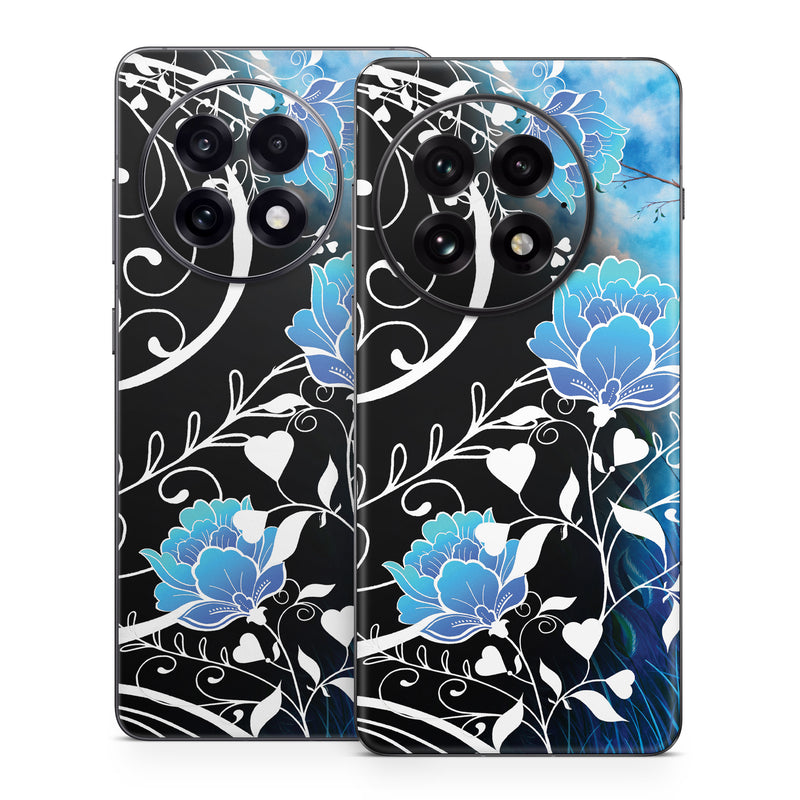 OnePlus 13 Series Skin design of Blue, Pattern, Graphic design, Design, Illustration, Organism, Visual arts, Graphics, Plant, Art, with black, blue, gray, white colors